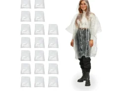 relaxdays Regenponcho 20 Stück, Transparent