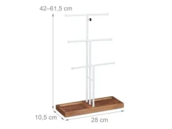 relaxdays Schmuckhalter mit Schale Braun/Weiss
