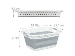 relaxdays Wäschekorb  37 l, Grau/Weiss