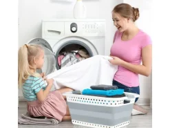 relaxdays Wäschekorb  37 l, Grau/Weiss