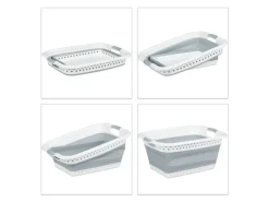 relaxdays Wäschekorb  37 l, Grau/Weiss