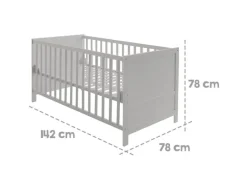 roba Kombi-Kinderbett 70 x 140 cm Holz Taupe umbaubar