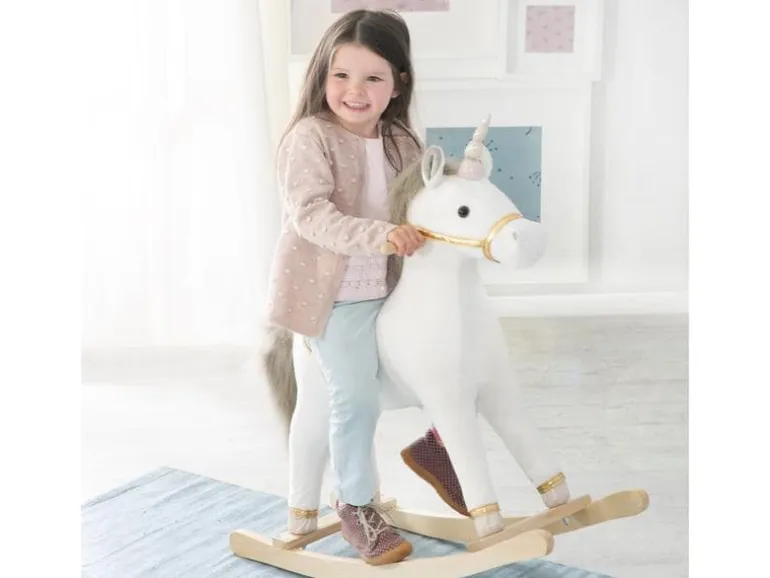 roba Schaukeltier Einhorn Grau/Gold/Weiss
