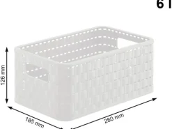 Rotho Aufbewahrungskorb Country 28 x 18.5 x 12.6 cm, Weiss