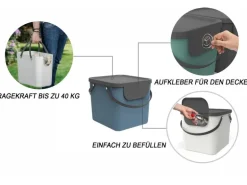 Rotho Recyclingbehälter Albula 40 l, Blau/Schwarz/Grau