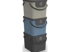 Rotho Recyclingbehälter Albula 40 l, Blau/Schwarz/Grau