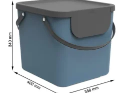 Rotho Recyclingbehälter Albula 40 l, Blau/Schwarz/Grau