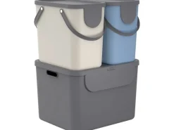 Rotho Recyclingbehälter ALBULA 3 tlg. 105 l, Blau/Anthrazit
