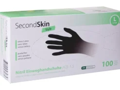 SecondSkin Einweghandschuh Nitril L, Schwarz, 100 Stück