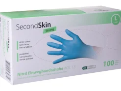 SecondSkin Einweghandschuh Nitril Strong L, Blau, 100 Stück