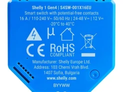 Shelly WLAN-Schaltaktor Plus 1 Gen4 WiFi-Switch Blau, 16 A