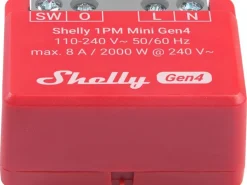 Shelly WLAN-Schaltaktor 1PM Mini Gen4 WiFi-Switch Rot, 8 A