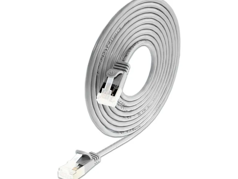 SLIM KAT6A 10 Gigabit Lightpatchkabel rund, U/FTP, Ø 3.8 mm, grau