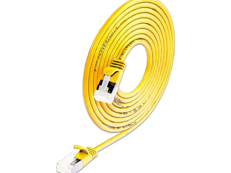 SLIM KAT6A 10 Gigabit Lightpatchkabel rund, U/FTP, Ø 3.8 mm, gelb