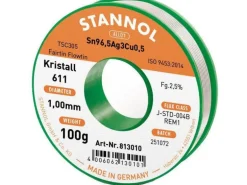 Stannol Lötzinn Kristall 611 TSC Ø 1.0 mm 100 g