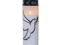 Star Trading LED Grabkerze Taube, Ø 7.5 x 20.5 cm, Weiss