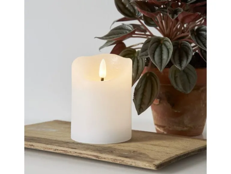 Star Trading LED-Kerze Flamme Rustic, Ø 7.5 x 10 cm, Weiss