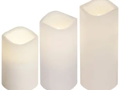 Star Trading LED-Kerzen Set Pillar Paul 3er Pack, Weiss