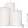 Star Trading LED-Kerzen Set Pillar Charge 3P Indoor, Weiss