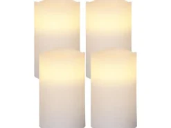 Star Trading LED-Kerzen Set Pillar May Ø 7.5 x 12.5 cm, Weiss, 4 Stk