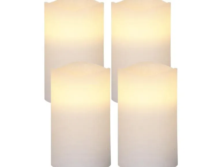 Star Trading LED-Kerzen Set Pillar May Ø 7.5 x 12.5 cm, Weiss, 4 Stk