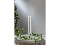 Star Trading LED-Stabkerzen Set Flamme Stripe, 25 cm, Weiss, 2 Stück