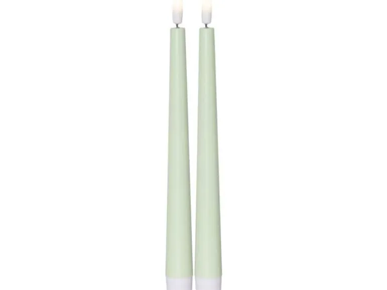 Star Trading LED-Stabkerzen Set Dinner Candy 2 pack, Warmweiss – Grün