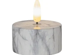 Star Trading LED Teelichter Set Flame Marble Ø 5.5 x 6 cm, Grau, 2 Stk