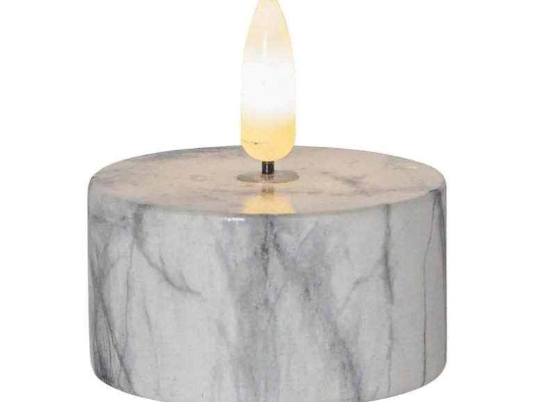 Star Trading LED Teelichter Set Flame Marble Ø 5.5 x 6 cm, Grau, 2 Stk