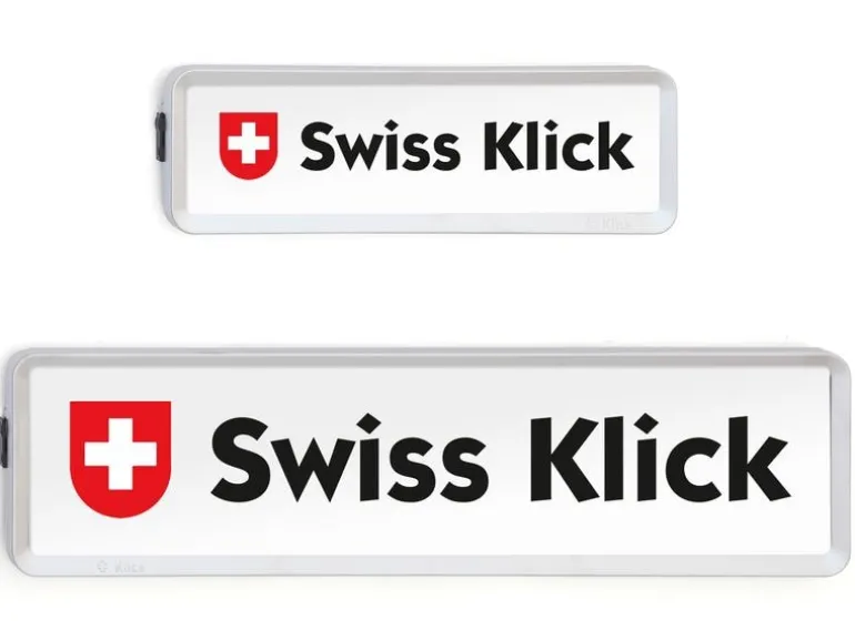 Swiss Klick Kennzeichenhalterset Langformat Chrom Matt