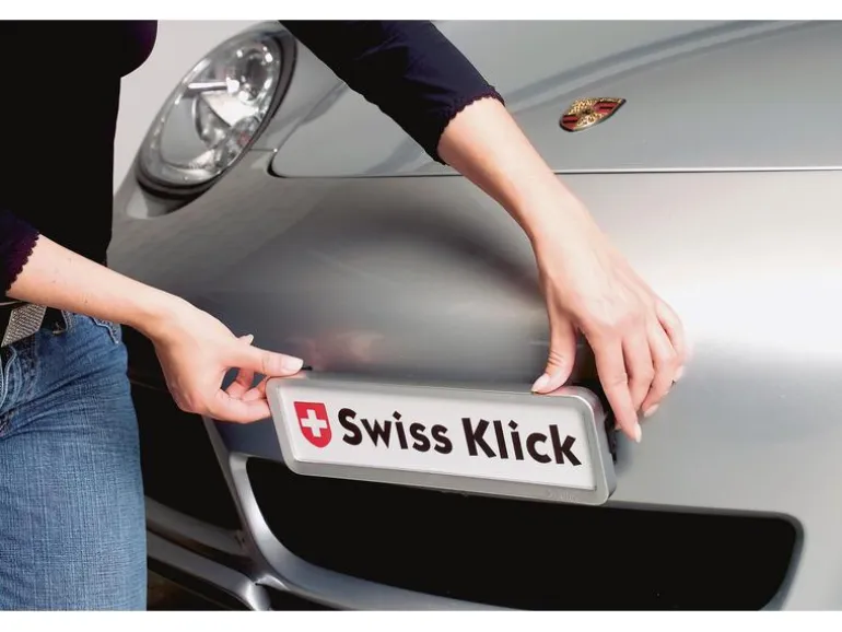 Swiss Klick Kennzeichenhalterset Langformat Schwarz