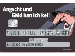 Swissmeme Kreditkarten-Sticker Angscht und Gäld, 8.4 x 5.3 cm