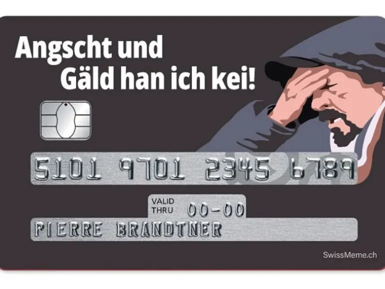 Swissmeme Kreditkarten-Sticker Angscht und Gäld, 8.4 x 5.3 cm