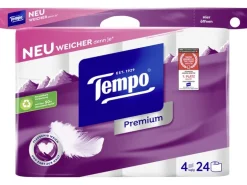 Tempo Toilettenpapier Premium  Rollen, 4-lagig, Weiss