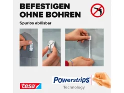 tesa Klebehaken Powerstrips Haken Small Weiss, 1 kg Haltekraft