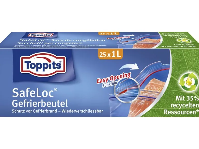 Toppits Gefrierbeutel Doppelverschluss SafeLoc, 25 Stück