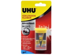 UHU Sekundenkleber Minis gelartig 3 Stück, Transparent
