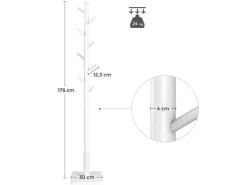 VASAGLE Garderobenständer 175 cm, Weiss