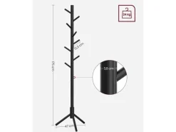 VASAGLE Garderobenständer mit 8 Haken 175 cm, Schwarz
