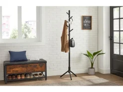 VASAGLE Garderobenständer mit 8 Haken 175 cm, Schwarz