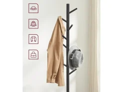VASAGLE Garderobenständer mit 8 Haken 175 cm, Schwarz