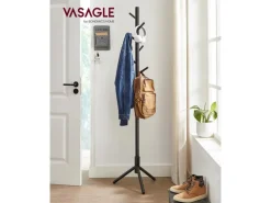 VASAGLE Garderobenständer mit 8 Haken 175 cm, Schwarz