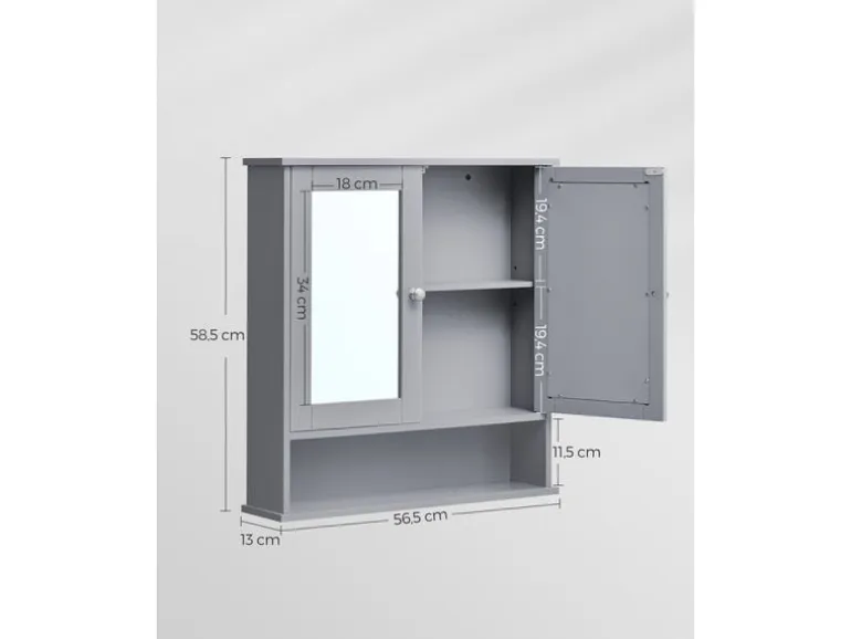 VASAGLE Spiegelschrank MDF, 13 x 56.5 x 58.5 cm
