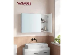 VASAGLE Spiegelschrank Weiss 15 x 90 x 60 cm