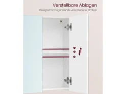 VASAGLE Spiegelschrank Weiss 15 x 90 x 60 cm