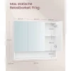 VASAGLE Spiegelschrank Weiss, 90 x 16.5 x 75 cm
