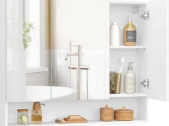 VASAGLE Spiegelschrank Weiss, 90 x 16.5 x 75 cm
