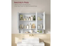 VASAGLE Spiegelschrank Weiss, 90 x 16.5 x 75 cm