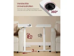 VASAGLE Stehtisch Höhenverstellbar 80 x 45 cm Weiss
