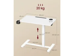 VASAGLE Stehtisch Höhenverstellbar 80 x 45 cm Weiss